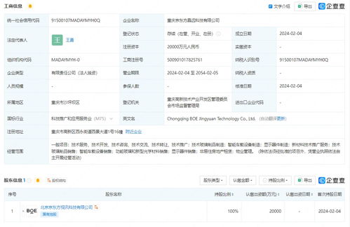 京東方布局上游產(chǎn)業(yè)鏈 在重慶成立晶遠(yuǎn)科技，注冊(cè)資本2億元進(jìn)軍耐火材料制造